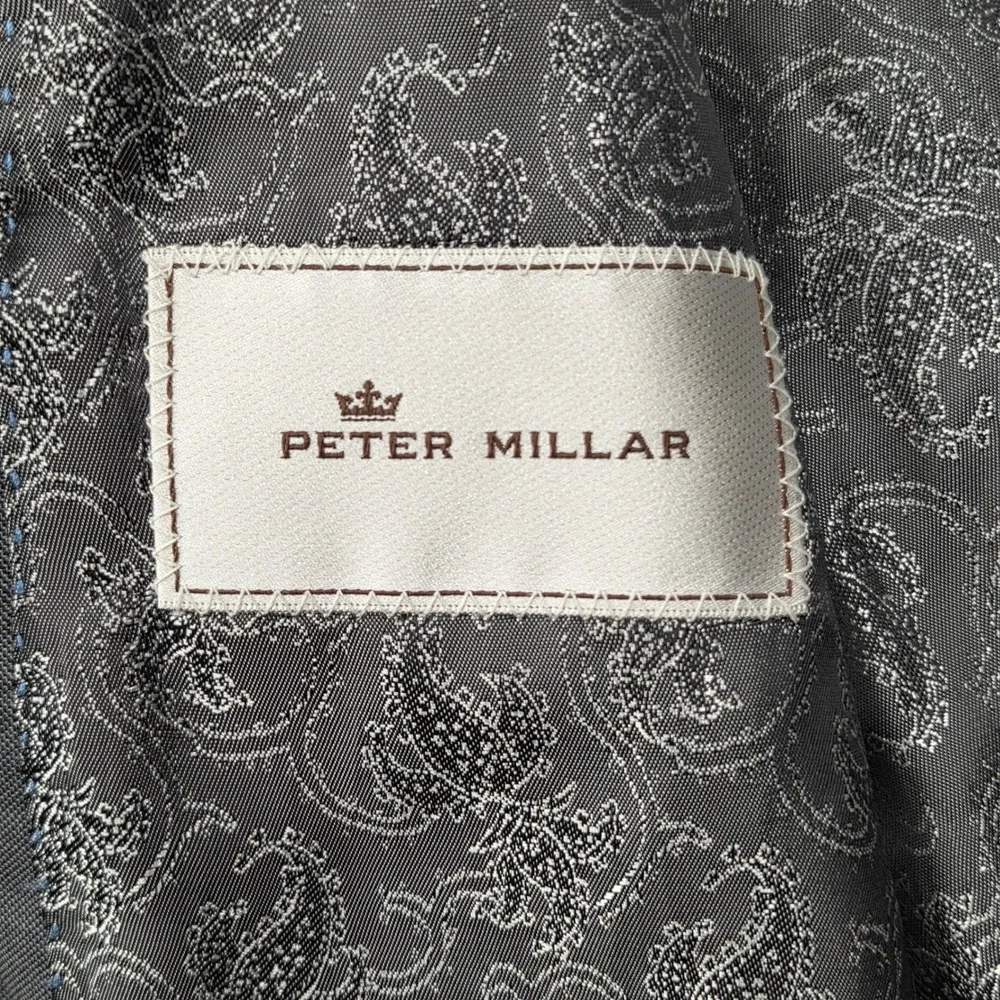 Peter Millar Mens 44R 100% Worsted Wool Gray Sharkskin Weave Blazer Sport Coat